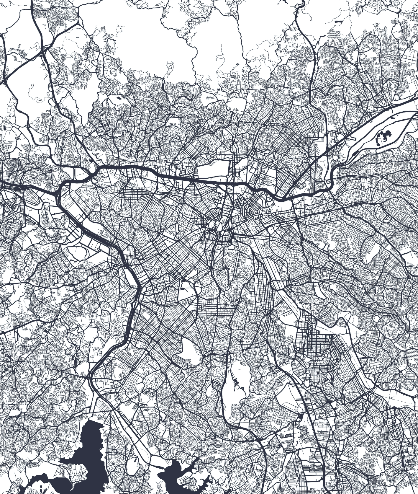 Nested artificial intelligence aerial view of Madrid